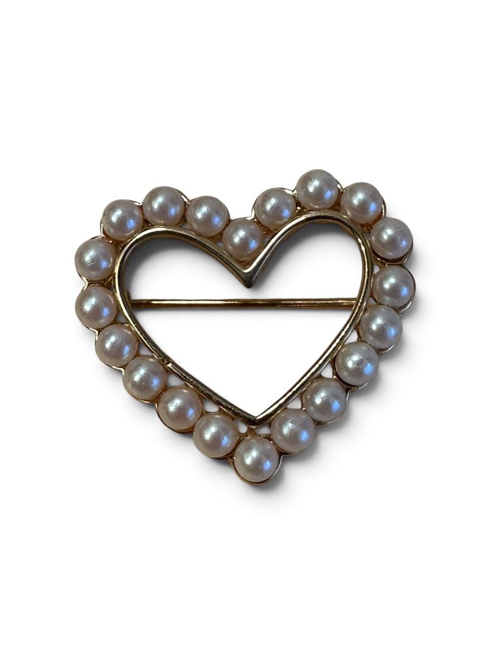 Vintage Monet Faux Pearl Heart Brooch
